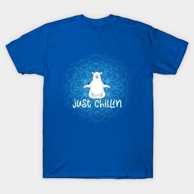 Just Chillin Polar Bear Mandala T-Shirt by Jitterfly